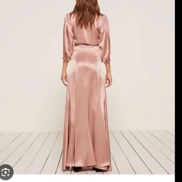 Reformation Olivine Maxi Long Pink Dress Wrapped Size S - Picture 5 of 12